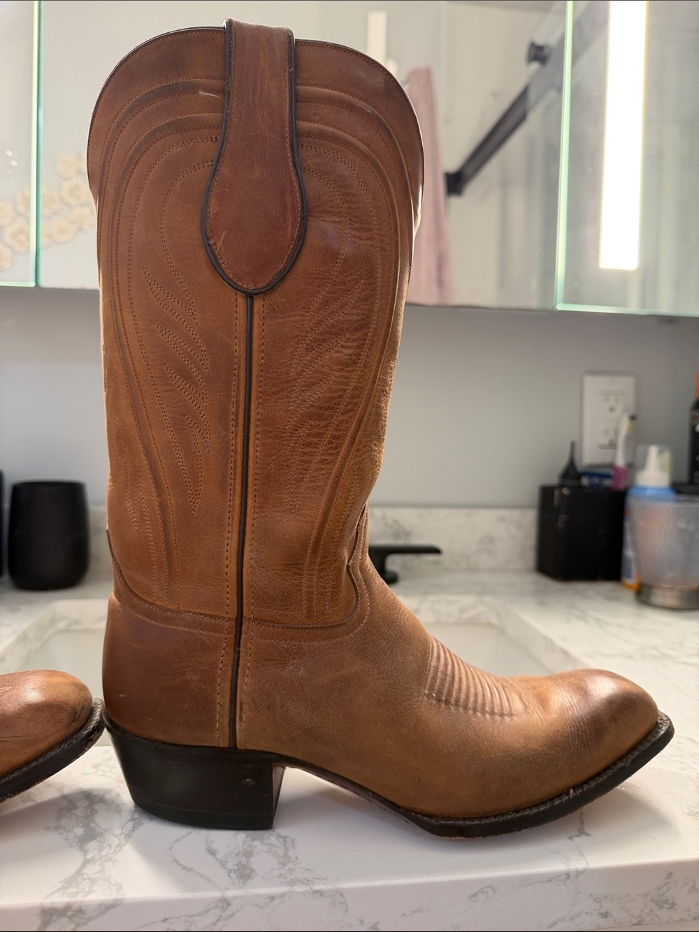 Sundance Brown Leather Western Heeled Boots